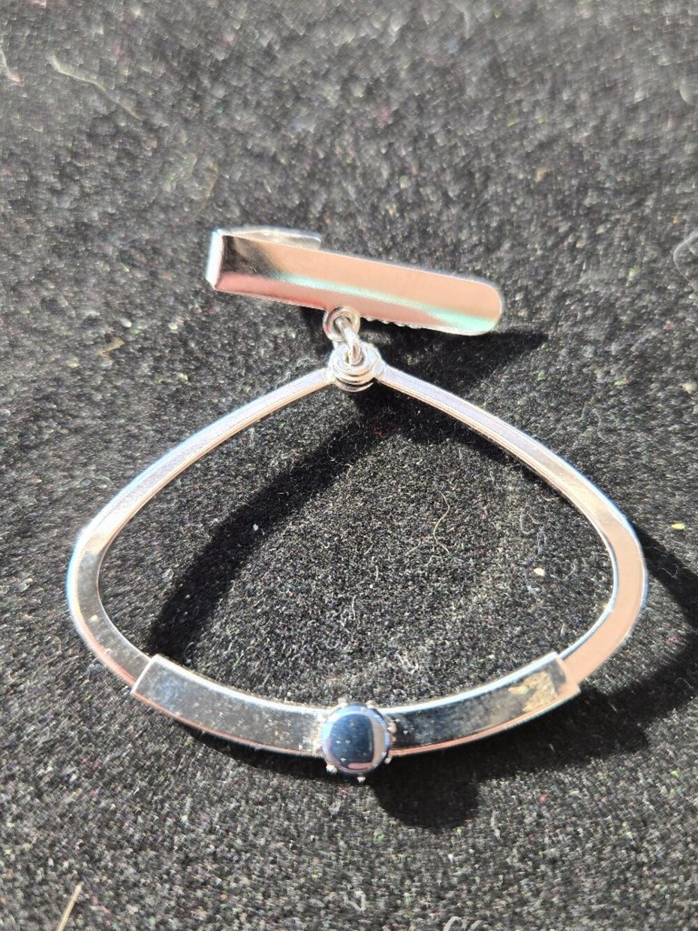 Adjustable Oval Tie Bar with small stone setting